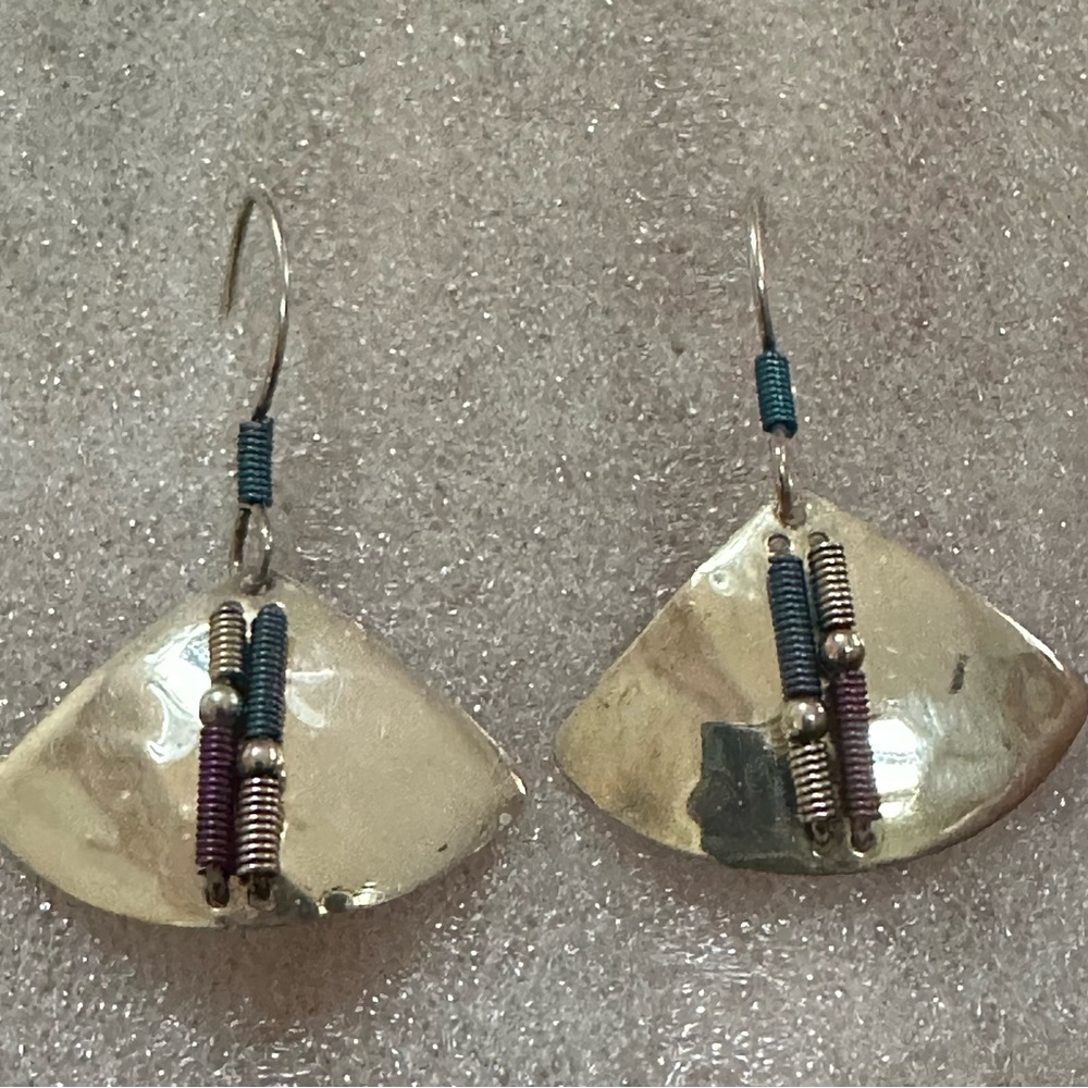 Handmade hammered silver earrings